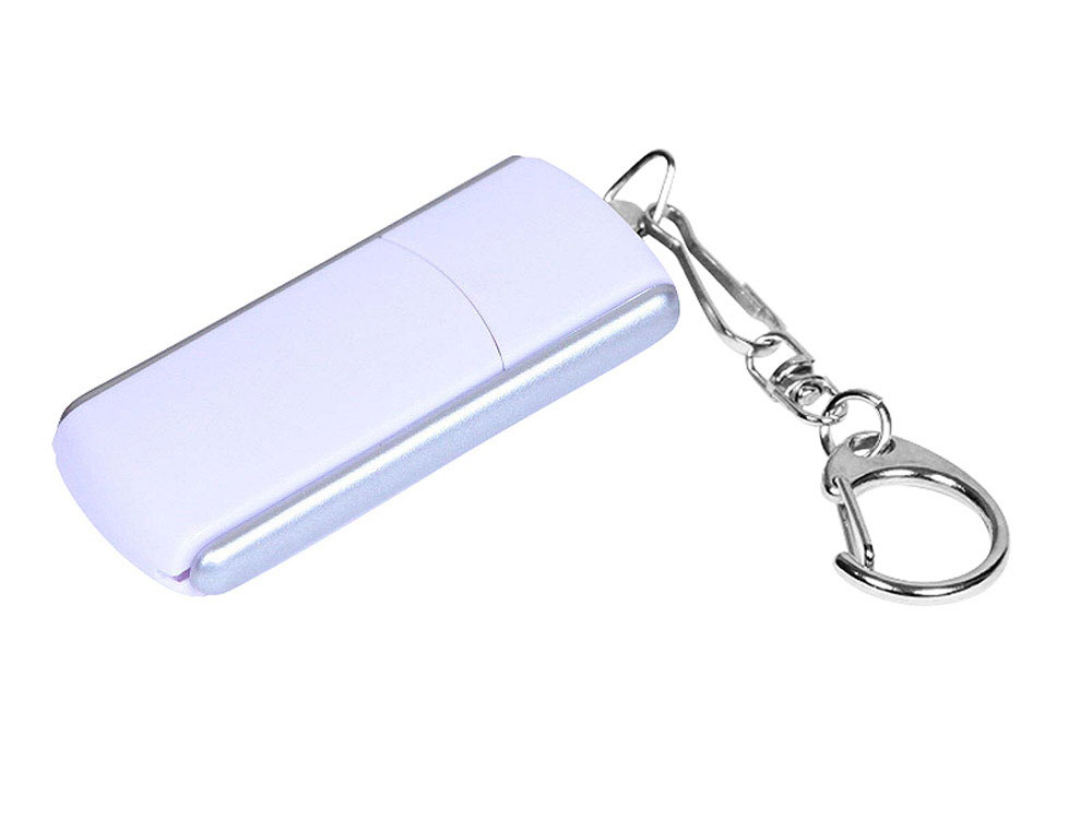 USB 2.0- флешка промо на 4 Гб с прямоугольной формы с выдвижным механизмом (белый/серебристый) 4Gb
