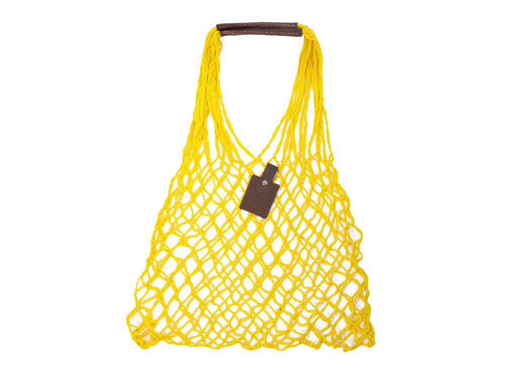 Авоська Dream из натурального хлопка с кожаными ручками, 25 л (желтый) 25л