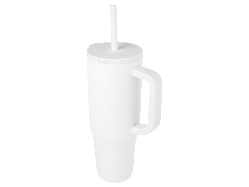 Герметичная термокружка Brady с силиконовой трубочкой, переработанная сталь, 900 мл (белый) 
