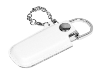 USB 2.0- флешка на 64 Гб в массивном корпусе с кожаным чехлом (белый/серебристый) 64Gb
