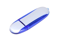 USB 2.0- флешка промо на 32 Гб овальной формы (серебристый/синий) 32Gb