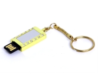 USB 2.0- флешка на 64 Гб Кулон с кристаллами и мини чипом (серебристый/золотистый) 64Gb