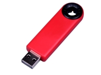 USB 2.0- флешка промо на 16 Гб прямоугольной формы, выдвижной механизм (красный/черный) 16Gb