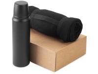 Подарочный набор с термосом и пледом Serenity (черный) 