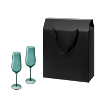 Подарочный набор 2 бокала для шампанского Emerald в большом подарочном пакете