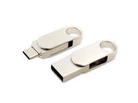 USB 2.0- флешка Uranium на 32 Гб с поворотным механизмом и дополнительным разъемом Type-C (серебристый) 32Gb