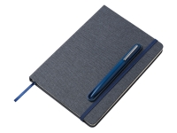 Блокнот А5 NotaBene с металлической шариковой ручкой и подставкой для телефона (темно-синий) 