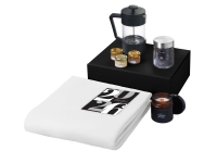 Подарочный набор Re:Moments с пледом, френчпрессом и медом (белый) 