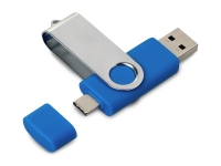USB3.0/USB Type-C флешка на 16 Гб Квебек C (синий) 16Gb