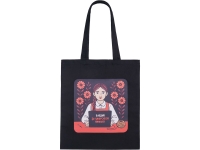 Сумка для шопинга Carryme 140 хлопковая, 140 г/м2, черный с DTF - цифровая вышивка