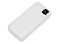 Внешний аккумулятор со встроенными кабелями Фрэйм Про, быстрая зарядка, 20000мач (белый) 