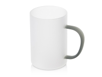 Стеклянная матовая кружка для сублимации Акцент (белый/черный) 