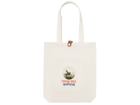 Сумка Clip из хлопка 340 г/м2 с застежкой из экокожи, натуральный (цифровая вышивка)