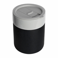 Кружка кермическая Silvia с силиконовой манжетой, серая-чёрная